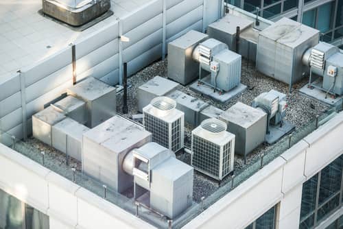 Picture of numerous commercial rooftop units that have been installed on a building in Victoria
